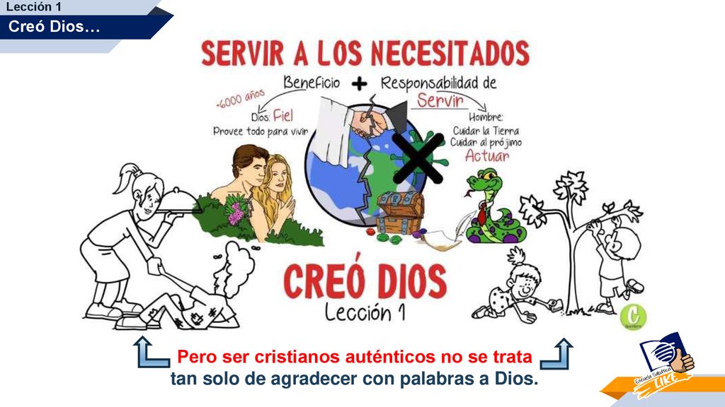 Lección 1 Creó Dios… Pero ser cristianos auténticos no se trata tan solo de agradecer con palabras a Dios.