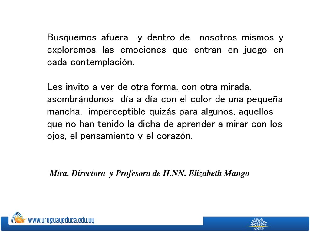 Busquemos afuera y dentro de nosotros mismos y exploremos las emociones que entran en juego en cada contemplación.