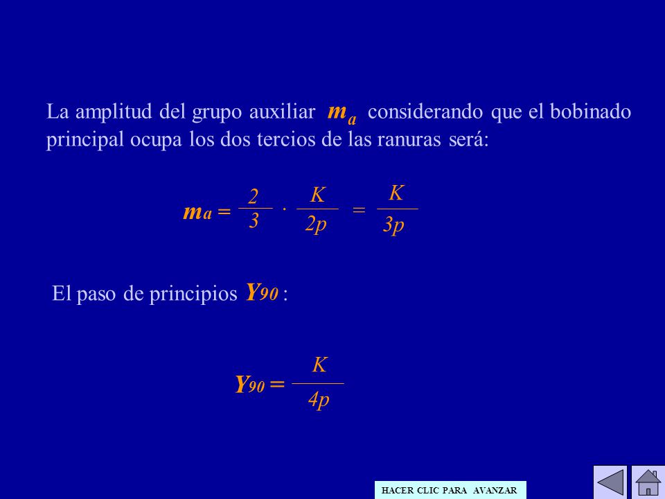 La amplitud del grupo auxiliar ma considerando que el bobinado