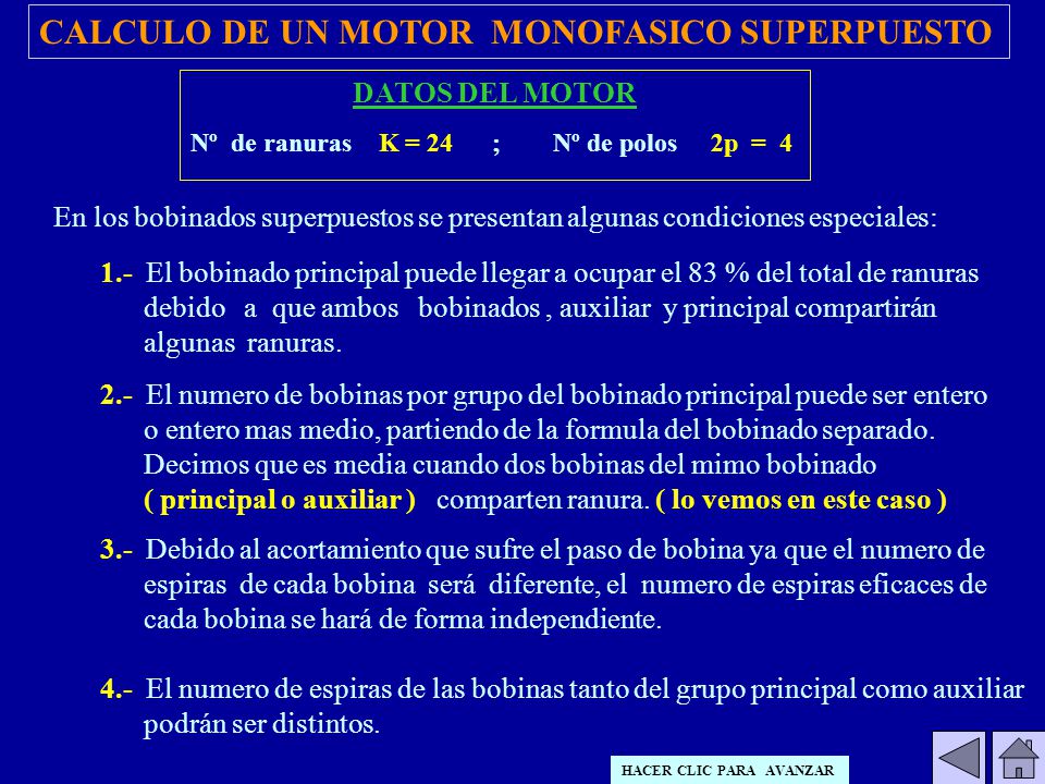 Nº de ranuras K = 24 ; Nº de polos 2p = 4