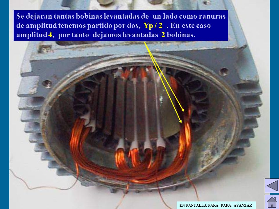Se dejaran tantas bobinas levantadas de un lado como ranuras