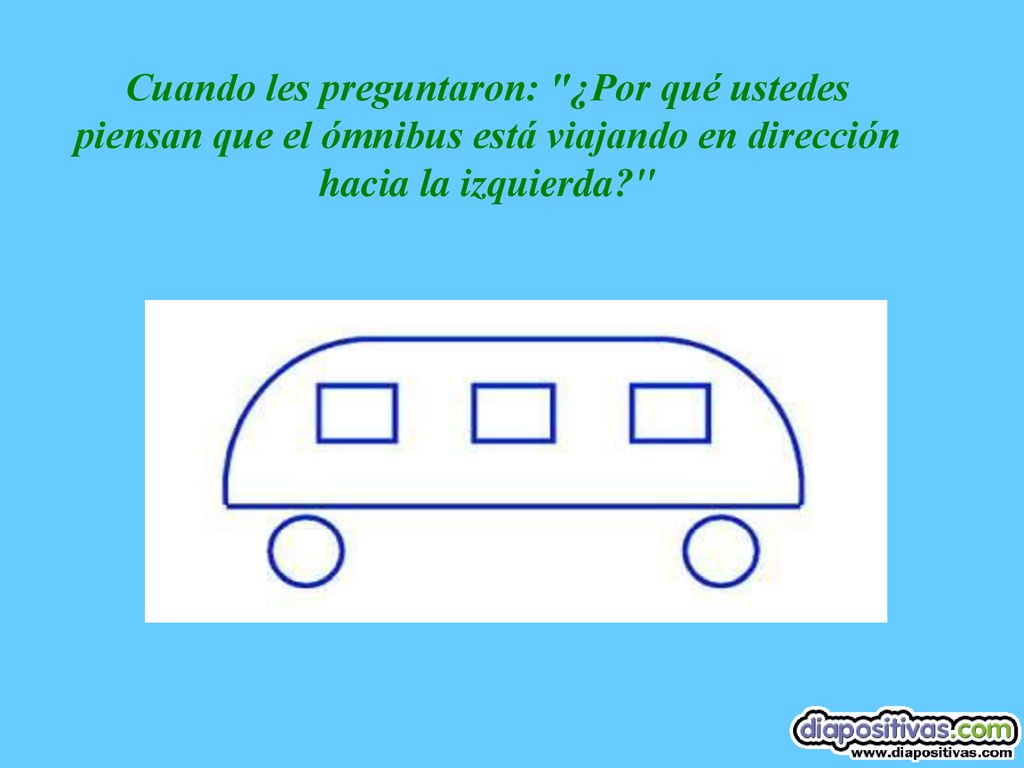 Cuando les preguntaron: ¿Por qué ustedes piensan que el ómnibus está viajando en dirección hacia la izquierda