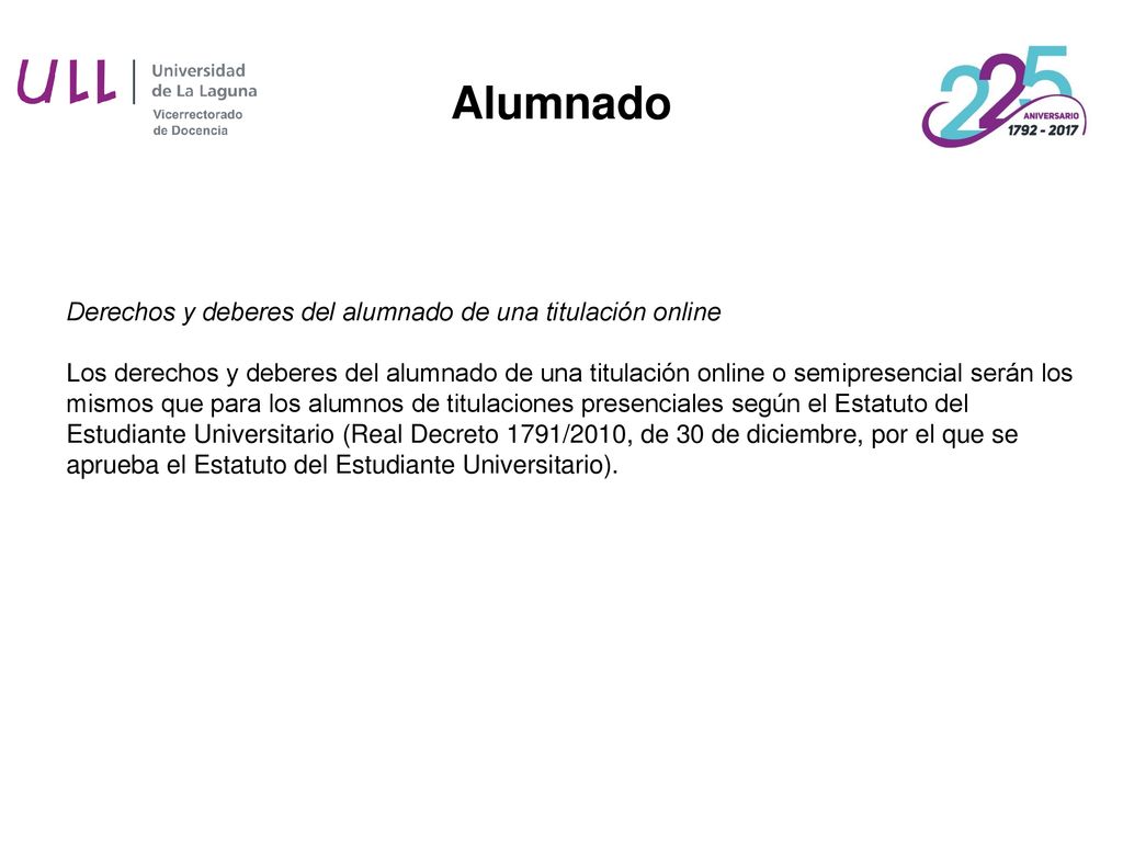 Alumnado Derechos y deberes del alumnado de una titulación online