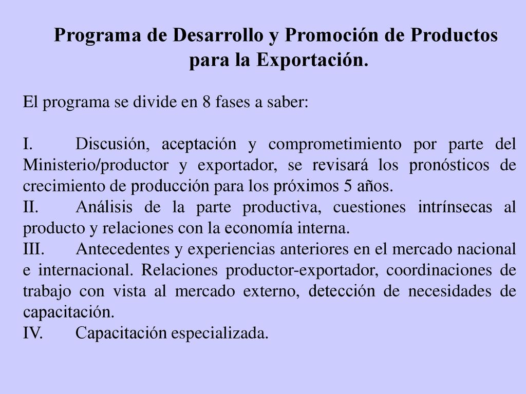 Programa de Desarrollo y Promoción de Productos