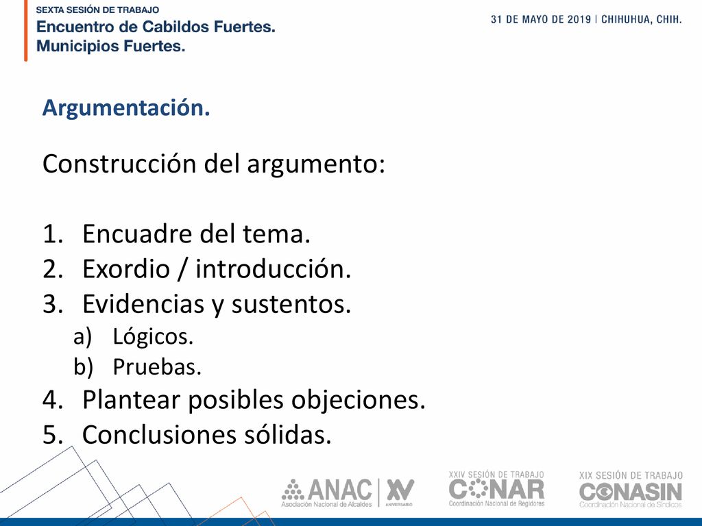 Construcción del argumento: Encuadre del tema. Exordio / introducción.