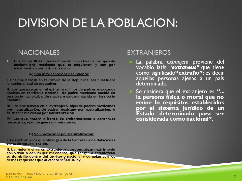DIVISION DE LA POBLACION: