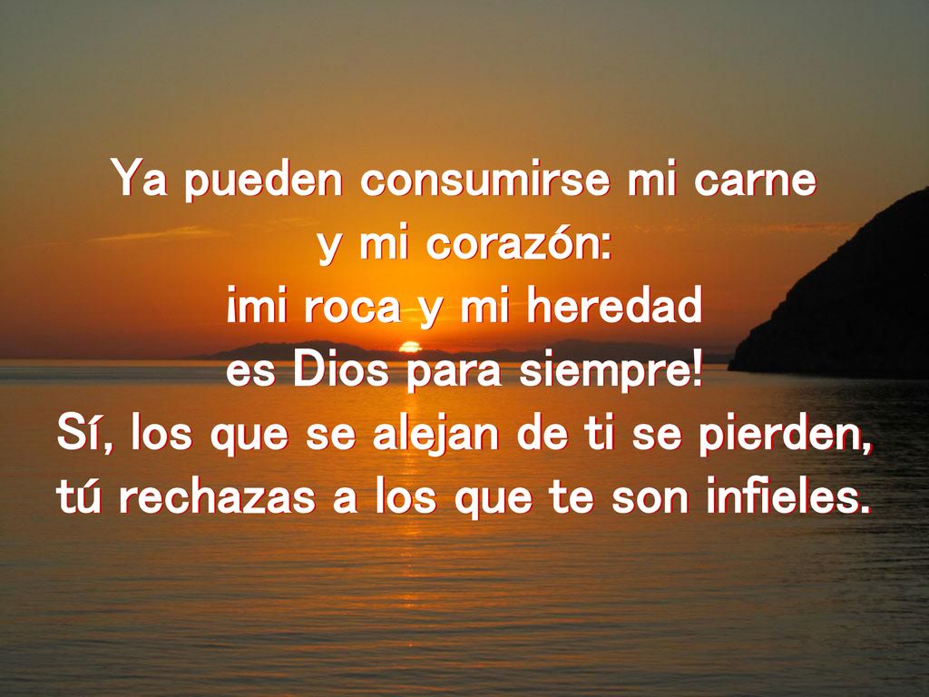Ya pueden consumirse mi carne y mi corazón: ¡mi roca y mi heredad
