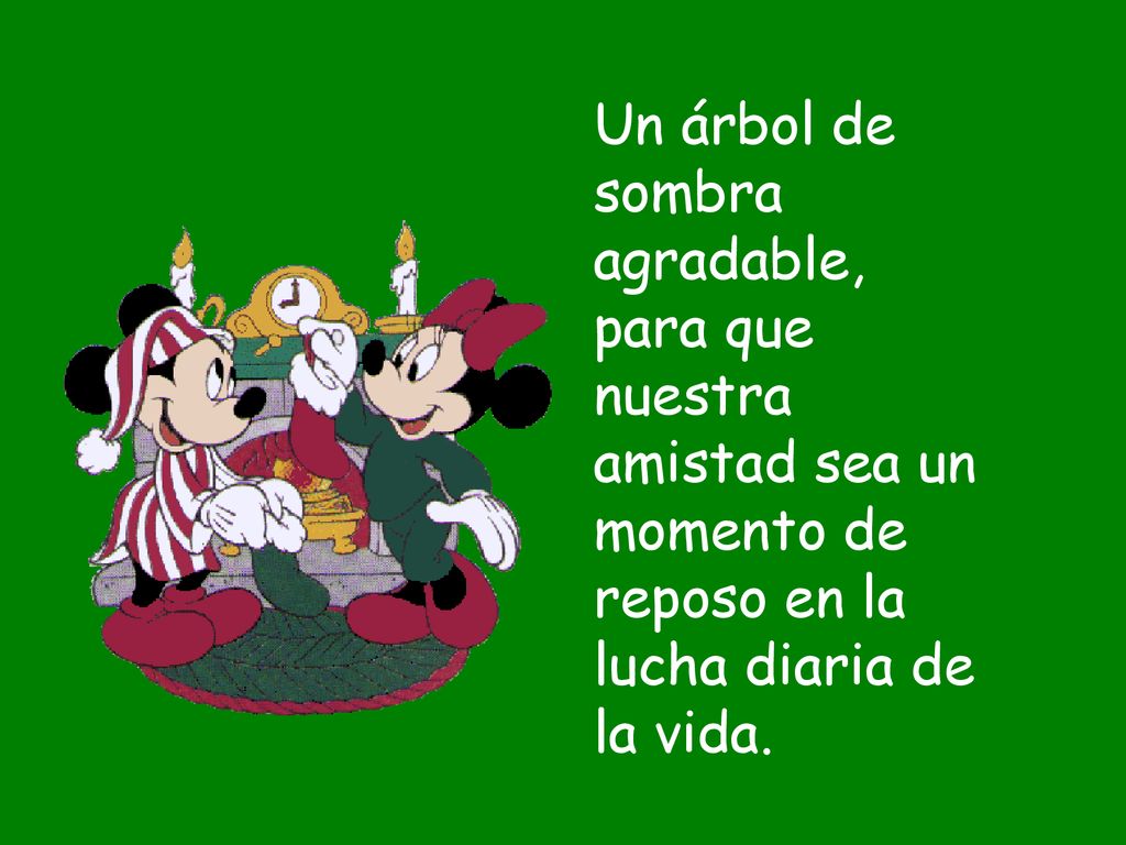 Un árbol de sombra agradable, para que nuestra amistad sea un momento de reposo en la lucha diaria de la vida.