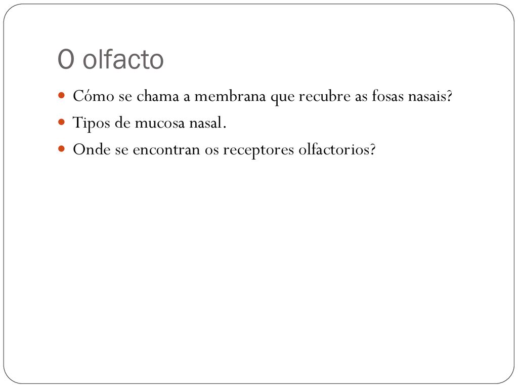 O olfacto Cómo se chama a membrana que recubre as fosas nasais