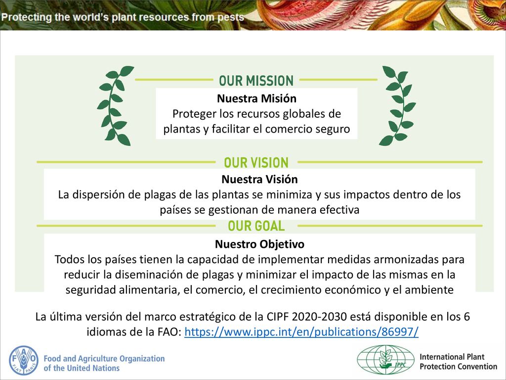 Nuestra Misión Proteger los recursos globales de plantas y facilitar el comercio seguro. Nuestra Visión.