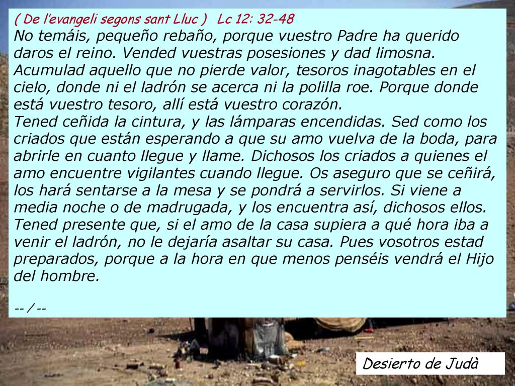 ( De l’evangeli segons sant Lluc ) Lc 12: 32-48
