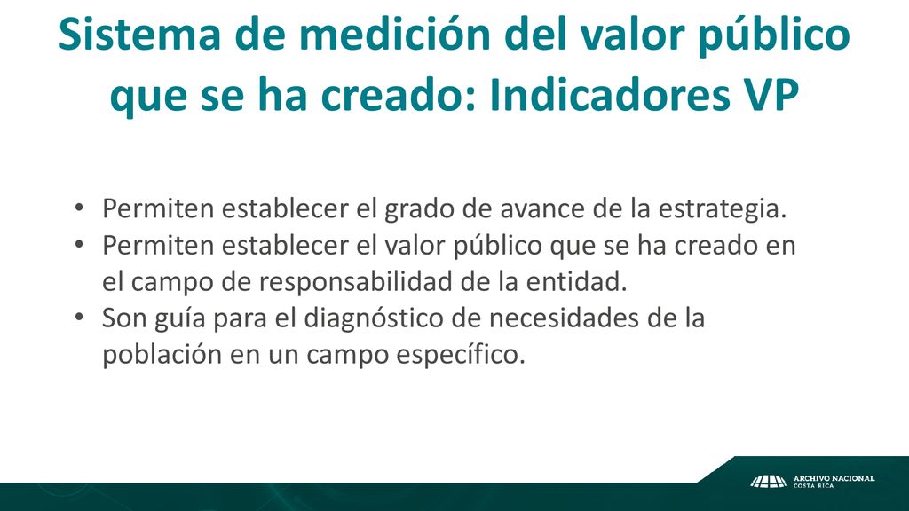 Sistema de medición del valor público que se ha creado: Indicadores VP
