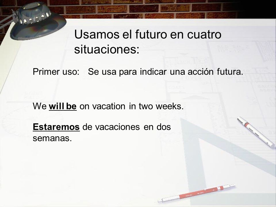 Usamos el futuro en cuatro situaciones: