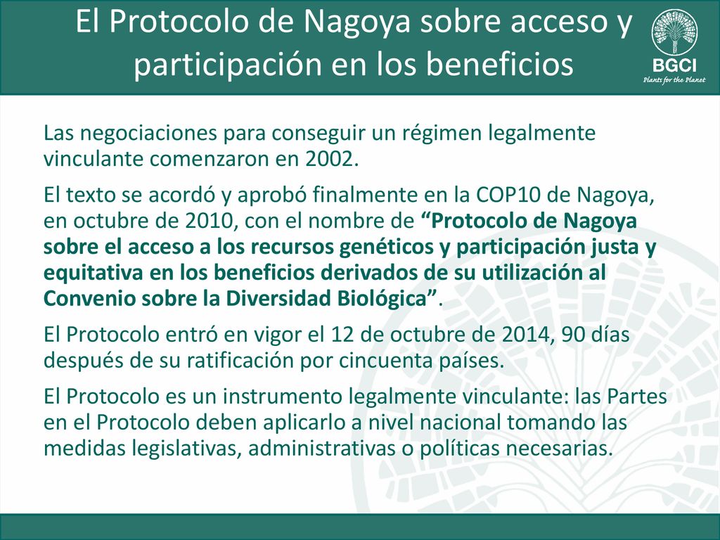 El Protocolo de Nagoya sobre acceso y participación en los beneficios