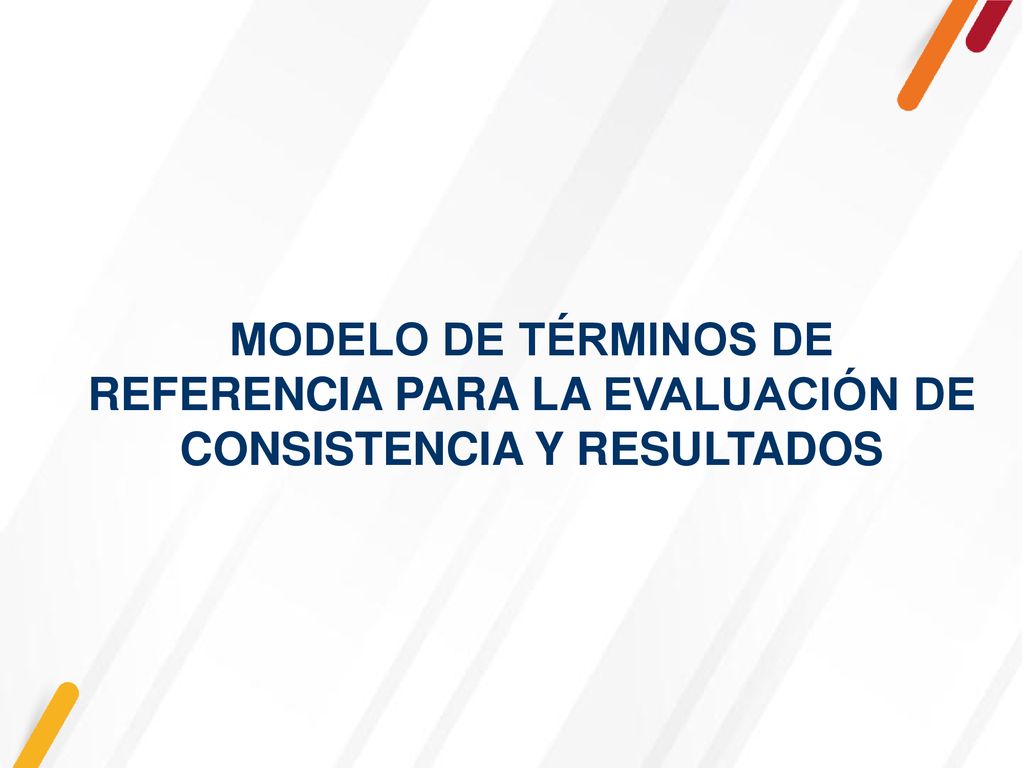 MODELO DE TÉRMINOS DE REFERENCIA PARA LA EVALUACIÓN DE CONSISTENCIA Y RESULTADOS
