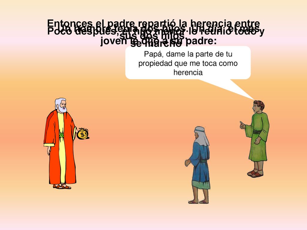 Entonces el padre repartió la herencia entre sus dos hijos.