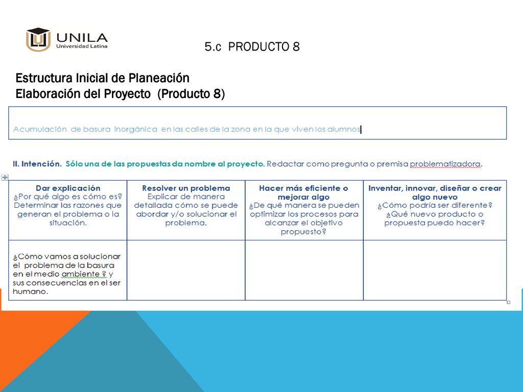 5.c PRODUCTO 8 Estructura Inicial de Planeación. Elaboración del Proyecto (Producto 8)