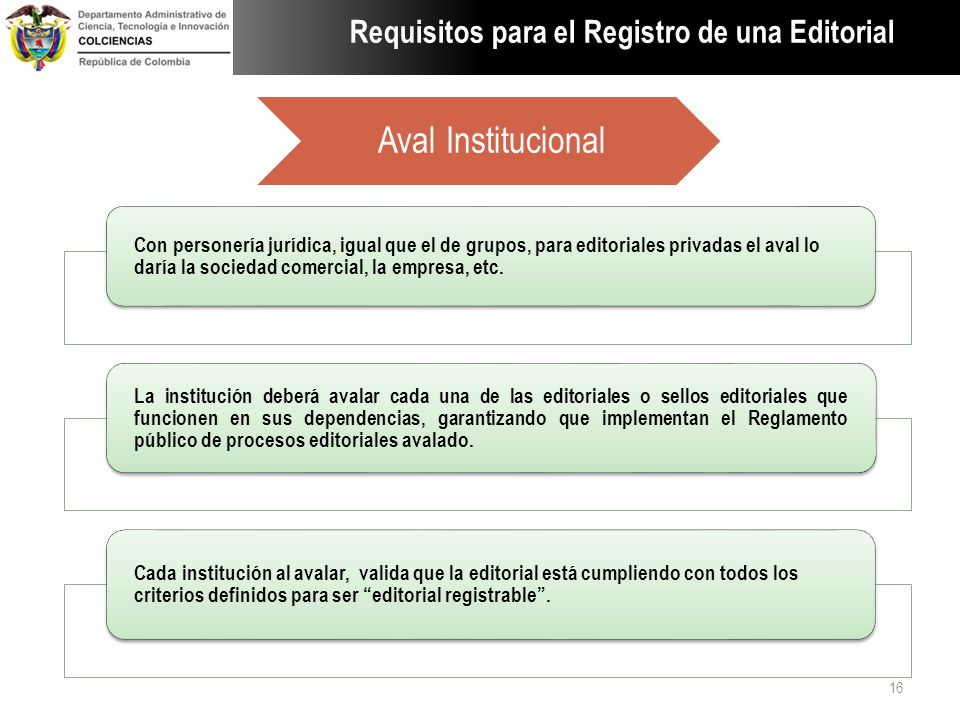 Aval Institucional Requisitos para el Registro de una Editorial