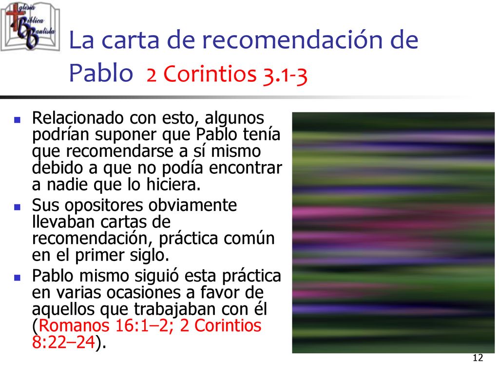 La carta de recomendación de Pablo 2 Corintios 3.1-3