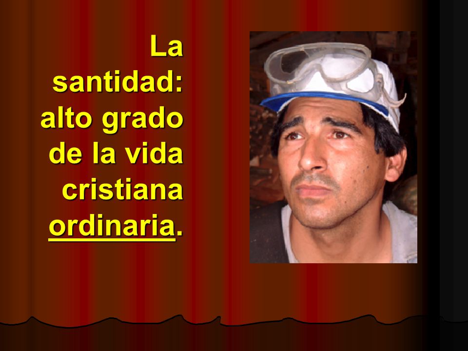 La santidad: alto grado de la vida cristiana ordinaria.
