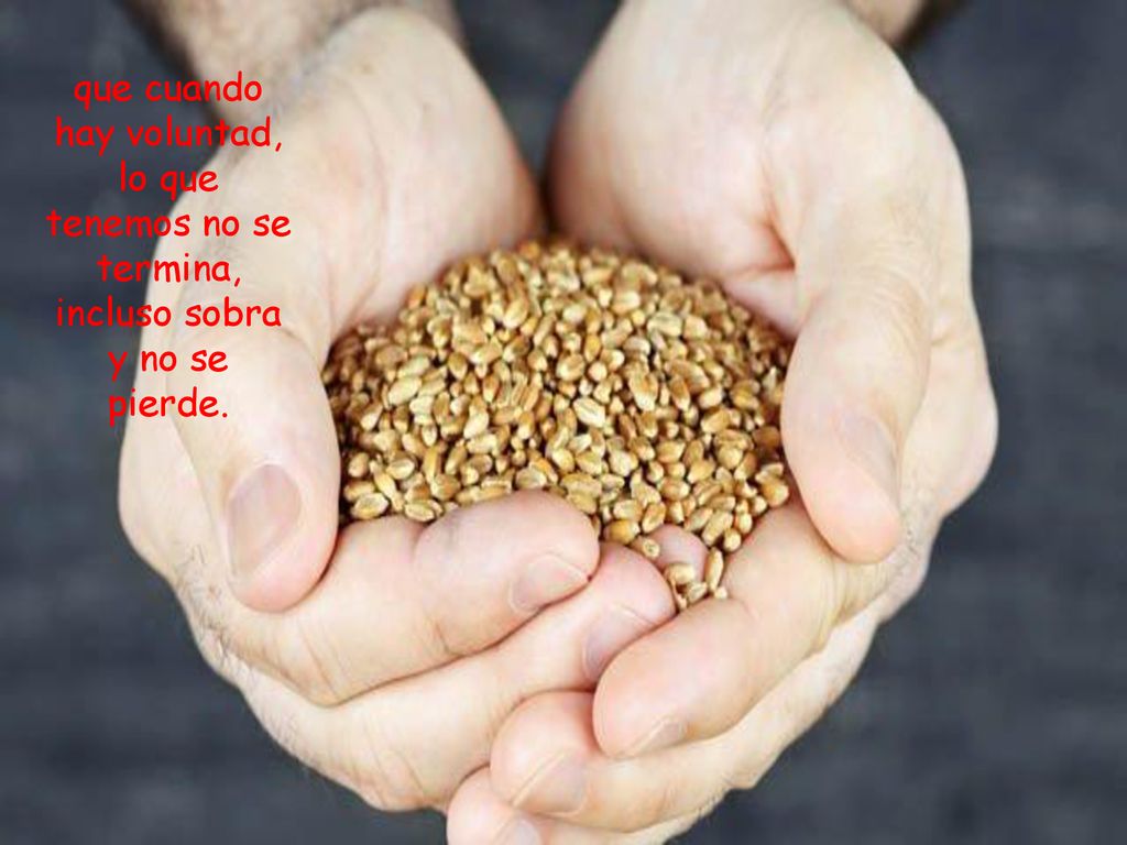 que cuando hay voluntad, lo que tenemos no se termina, incluso sobra y no se pierde.