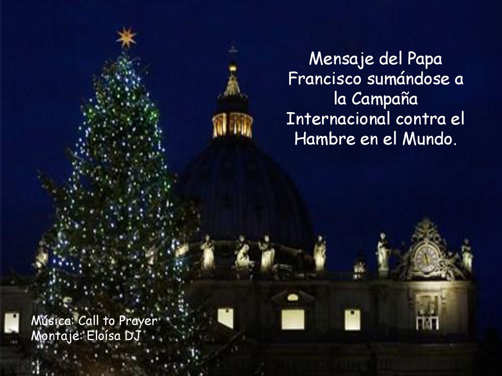 Mensaje del Papa Francisco sumándose a la Campaña Internacional contra el Hambre en el Mundo.