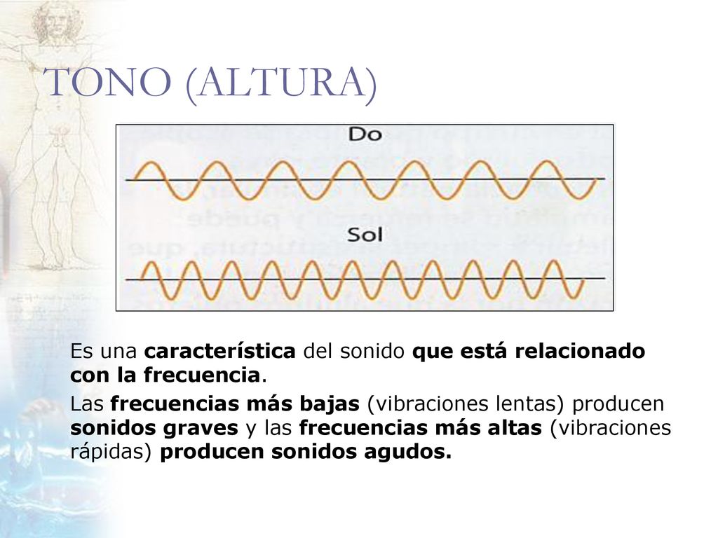 TONO (ALTURA) Es una característica del sonido que está relacionado con la frecuencia.