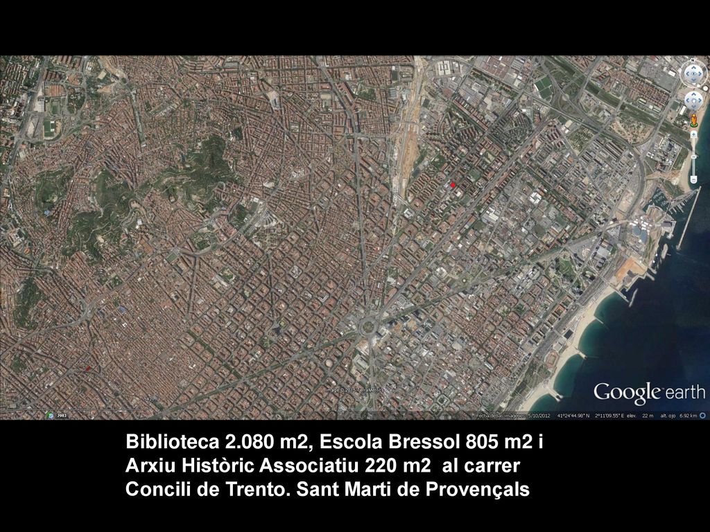 Biblioteca m2, Escola Bressol 805 m2 i Arxiu Històric Associatiu 220 m2 al carrer Concili de Trento.