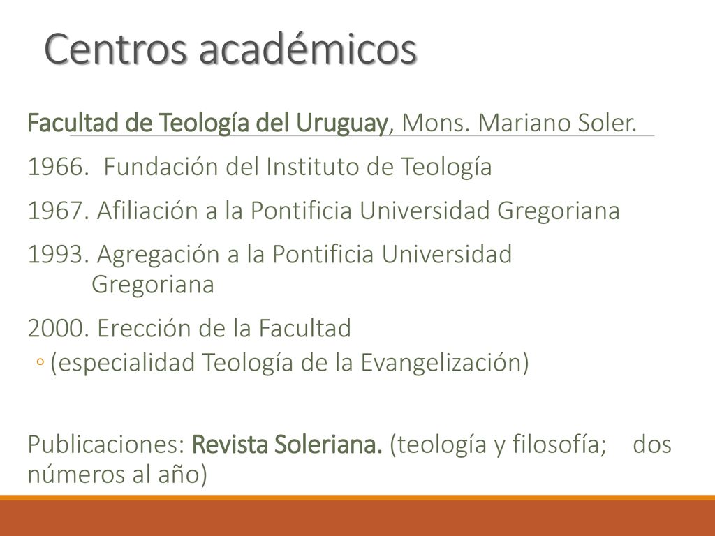 Centros académicos Facultad de Teología del Uruguay, Mons. Mariano Soler Fundación del Instituto de Teología.