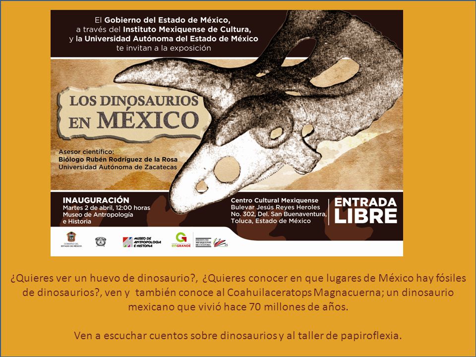 Ven a escuchar cuentos sobre dinosaurios y al taller de papiroflexia.