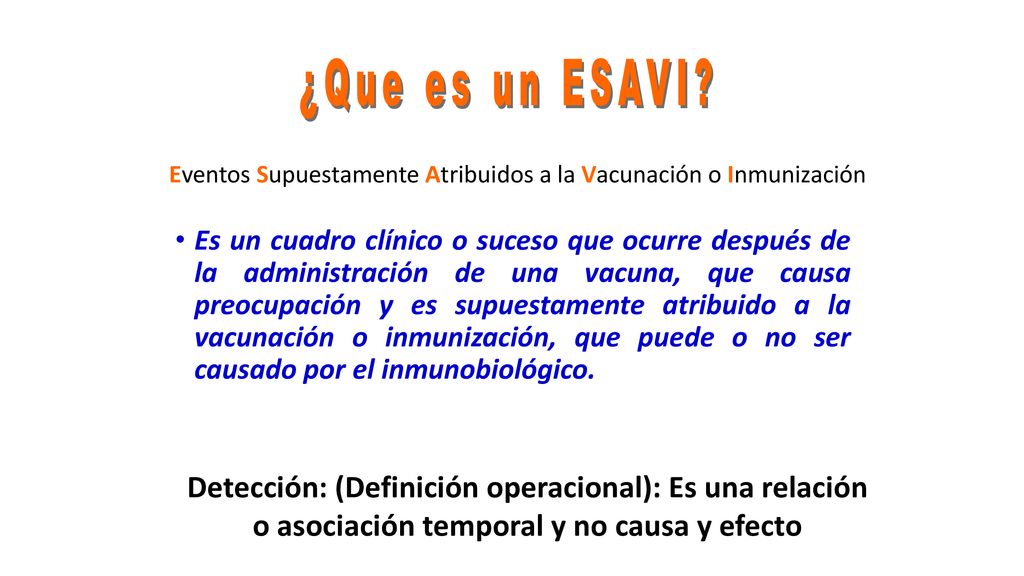 ¿Que es un ESAVI Eventos Supuestamente Atribuidos a la Vacunación o Inmunización.