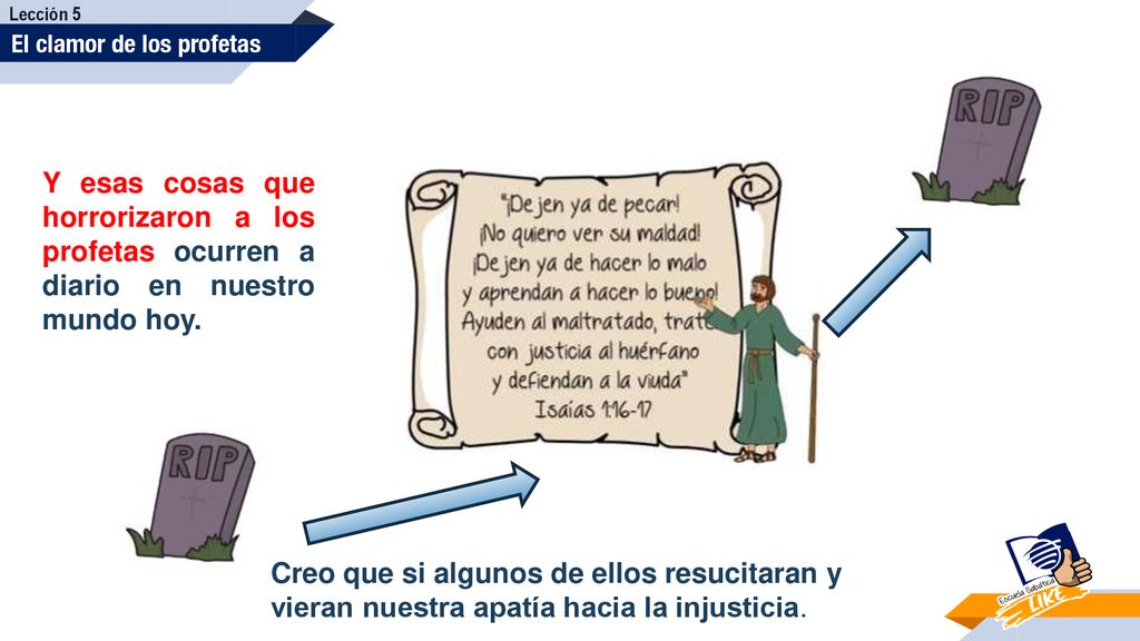 Lección 5 El clamor de los profetas. Y esas cosas que horrorizaron a los profetas ocurren a diario en nuestro mundo hoy.