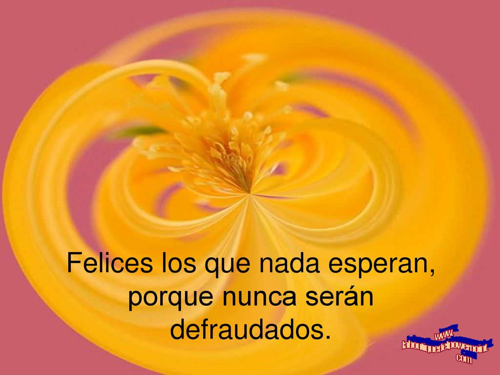 Felices los que nada esperan, porque nunca serán defraudados.