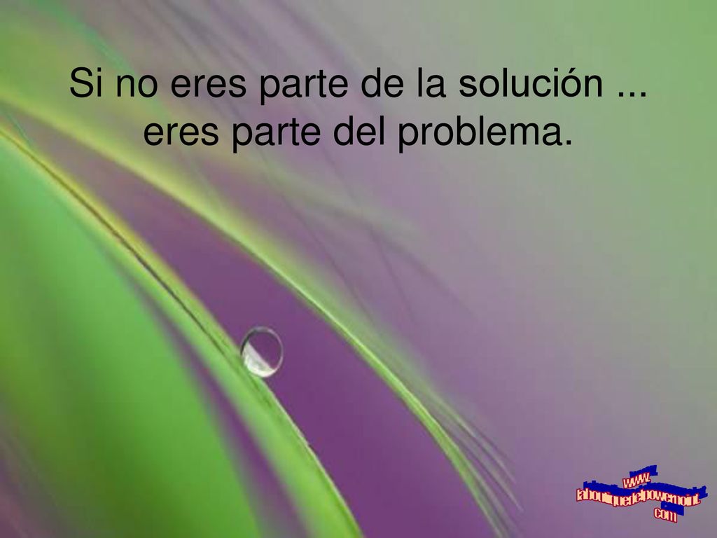 Si no eres parte de la solución ... eres parte del problema.