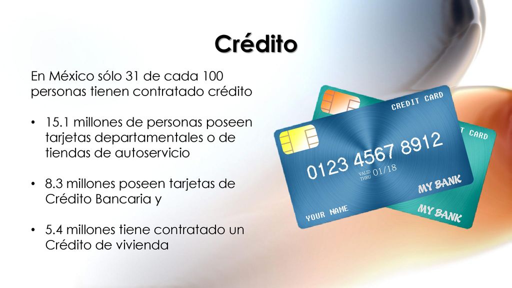 Crédito En México sólo 31 de cada 100 personas tienen contratado crédito.