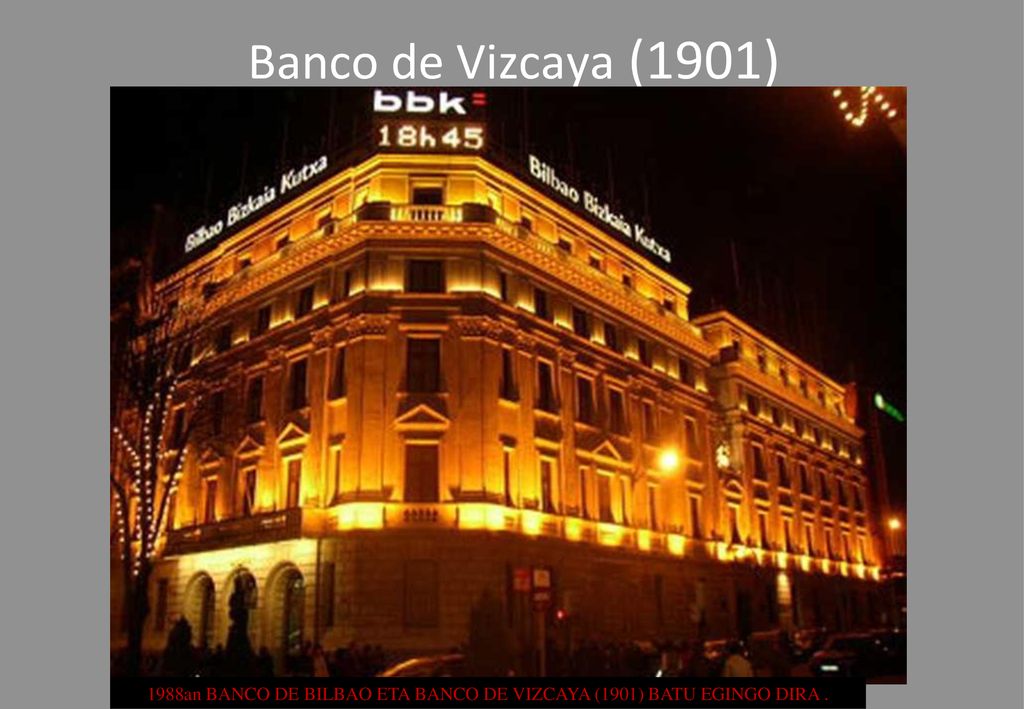 1988an BANCO DE BILBAO ETA BANCO DE VIZCAYA (1901) BATU EGINGO DIRA .