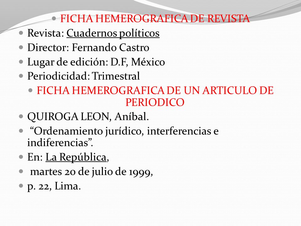 FICHA HEMEROGRAFICA DE REVISTA Revista: Cuadernos políticos