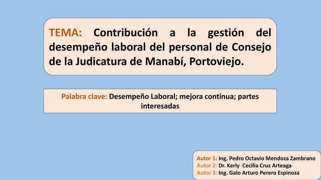 Palabra clave: Desempeño Laboral; mejora continua; partes interesadas