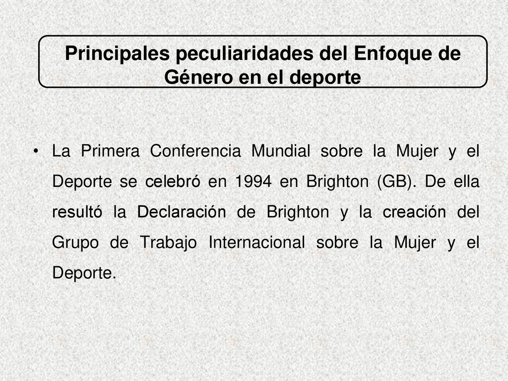 Principales peculiaridades del Enfoque de Género en el deporte