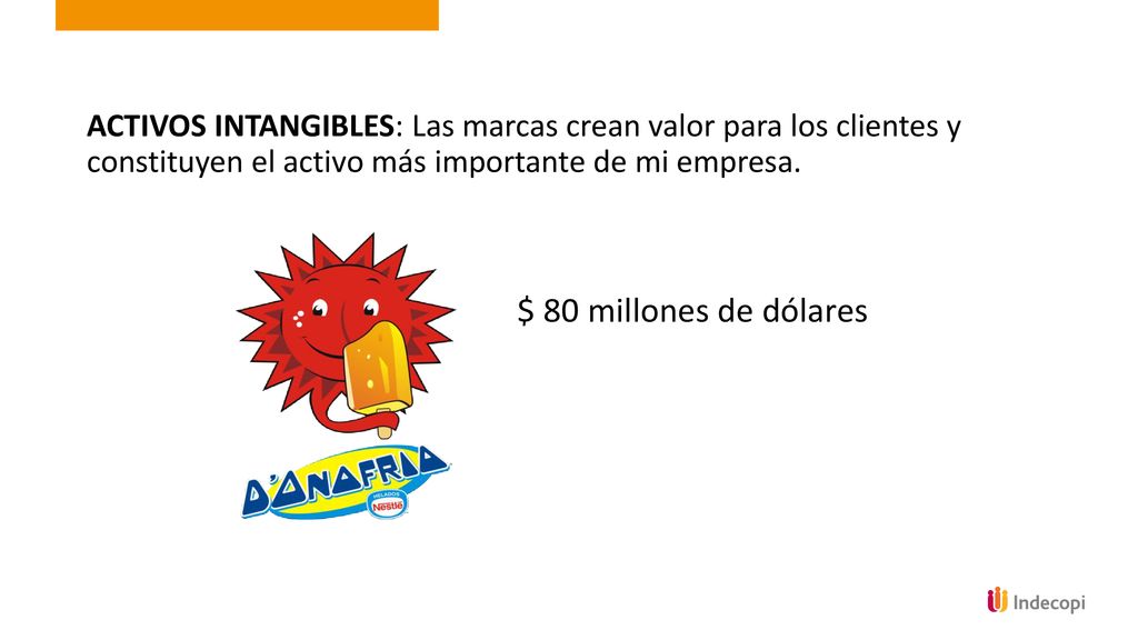 ACTIVOS INTANGIBLES: Las marcas crean valor para los clientes y constituyen el activo más importante de mi empresa.