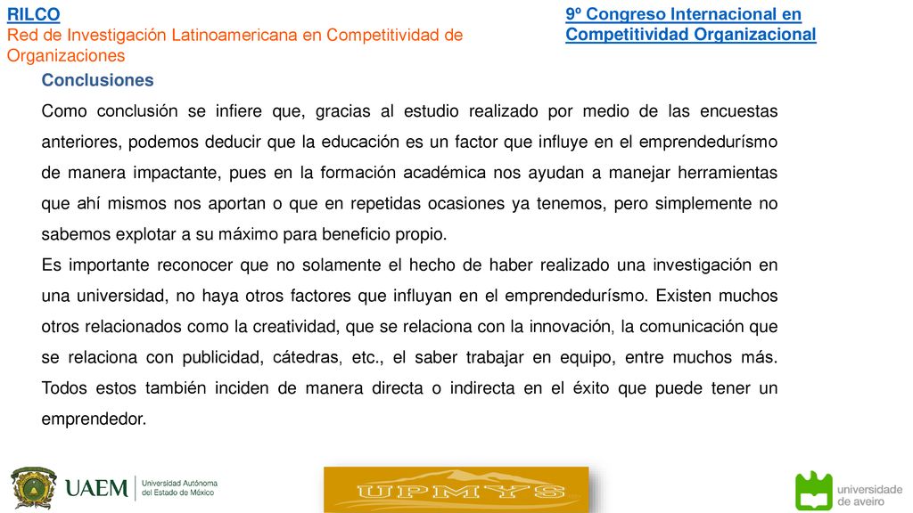 RILCO Red de Investigación Latinoamericana en Competitividad de Organizaciones. 9º Congreso Internacional en Competitividad Organizacional.
