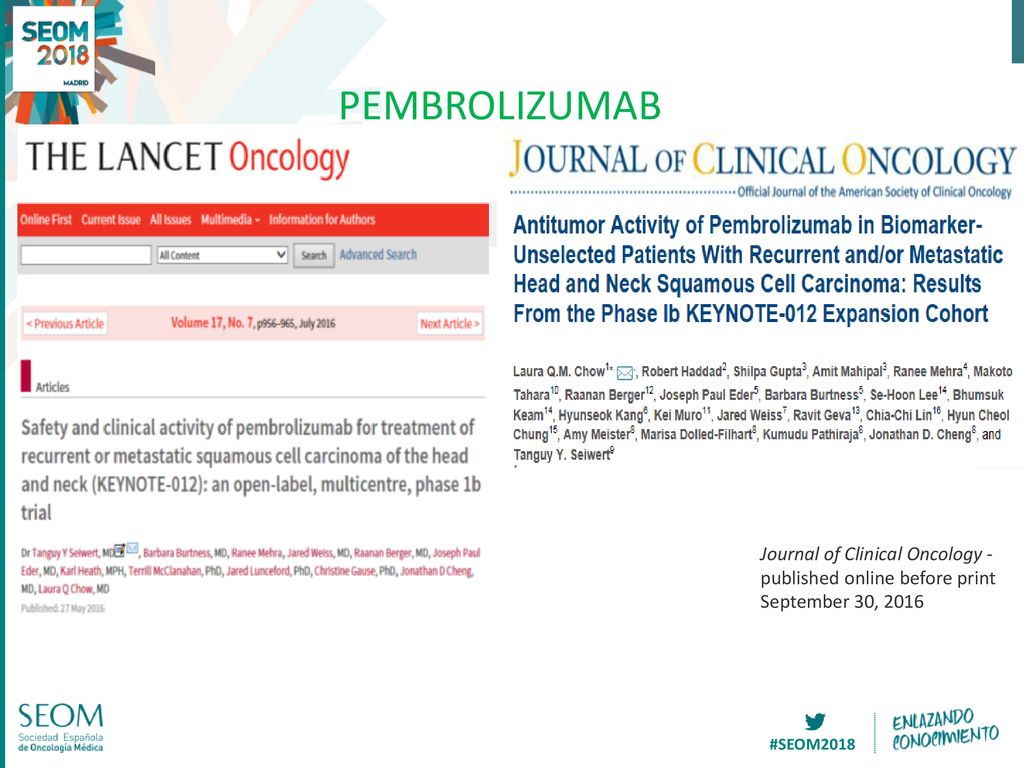 PEMBROLIZUMAB Journal of Clinical Oncology - published online before print September 30, 2016