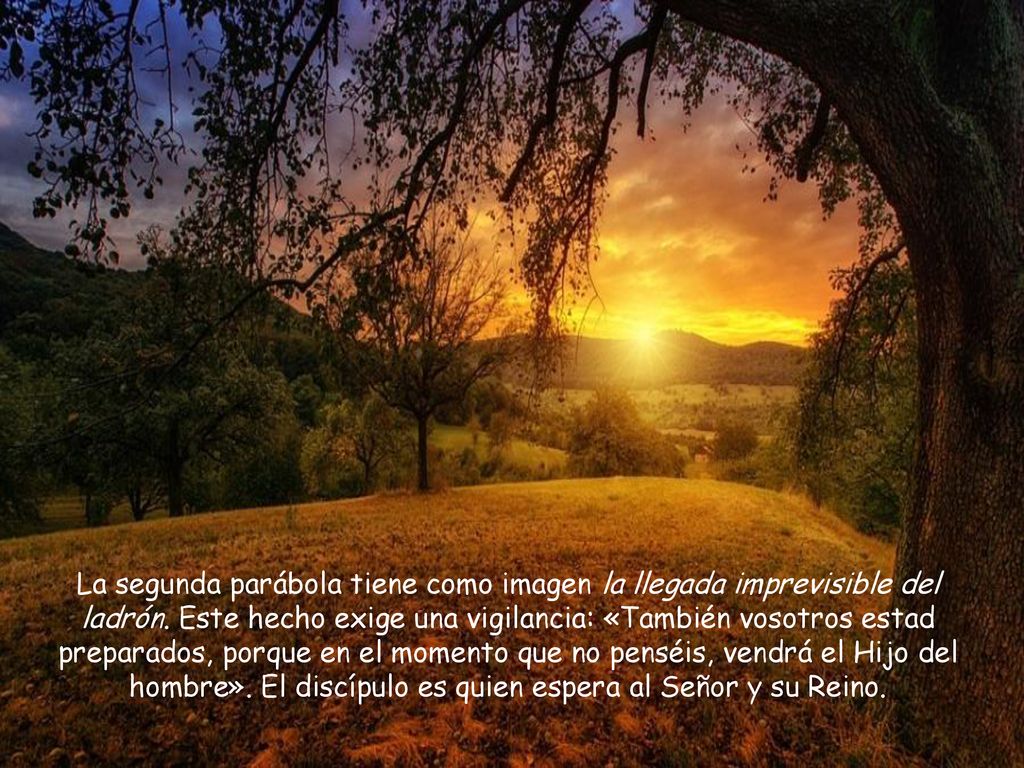 La segunda parábola tiene como imagen la llegada imprevisible del ladrón.