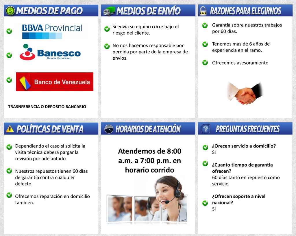 Atendemos de 8:00 a.m. a 7:00 p.m. en horario corrido