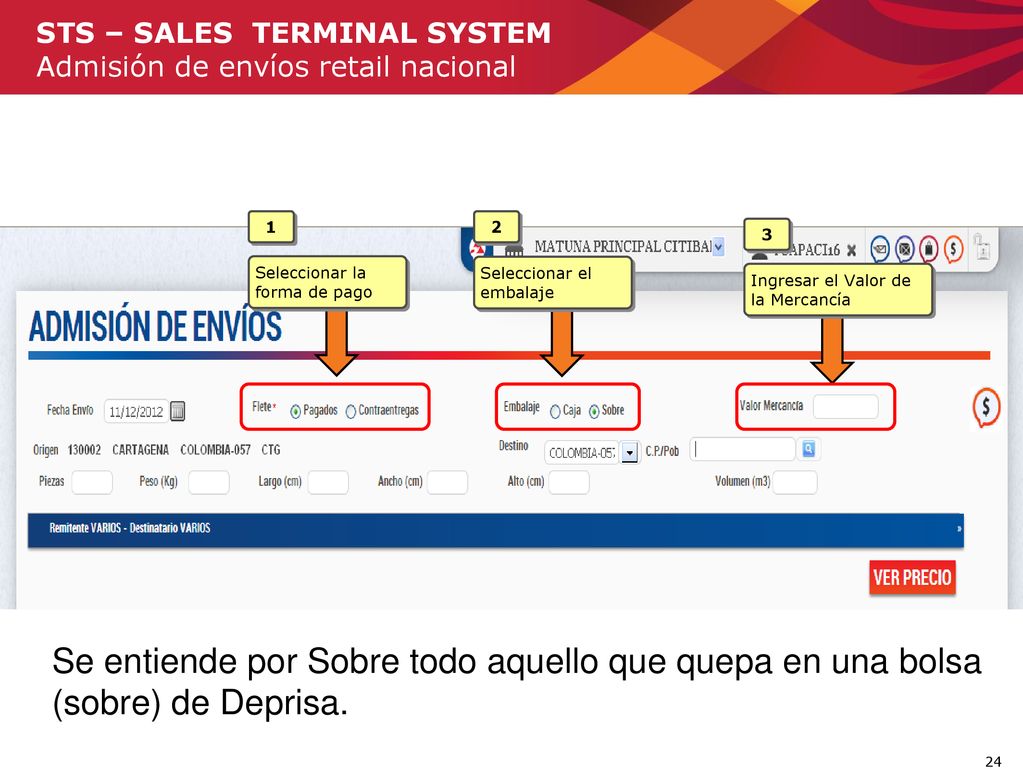 STS – SALES TERMINAL SYSTEM Admisión de envíos retail nacional
