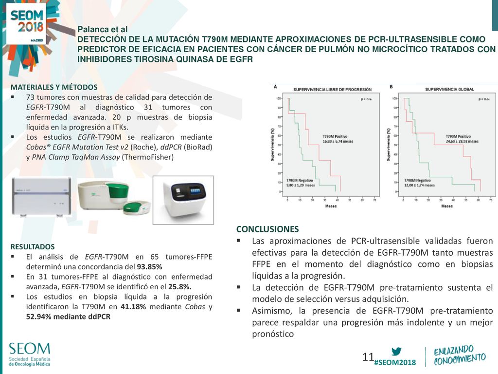 Palanca et al DETECCIÓN DE LA MUTACIÓN T790M MEDIANTE APROXIMACIONES DE PCR-ULTRASENSIBLE COMO PREDICTOR DE EFICACIA EN PACIENTES CON CÁNCER DE PULMÓN NO MICROCÍTICO TRATADOS CON INHIBIDORES TIROSINA QUINASA DE EGFR