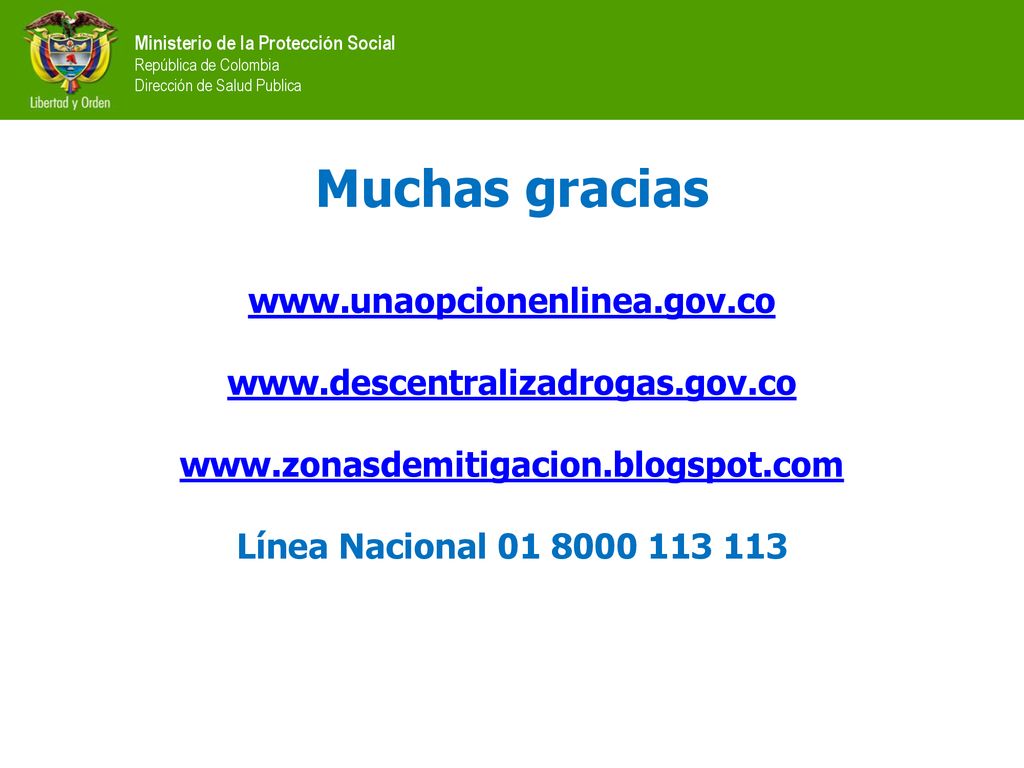 Ministerio de la Protección Social República de Colombia Dirección de Salud Publica