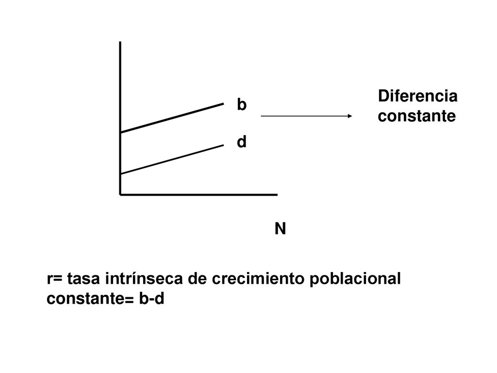 Diferencia constante b d N r= tasa intrínseca de crecimiento poblacional constante= b-d