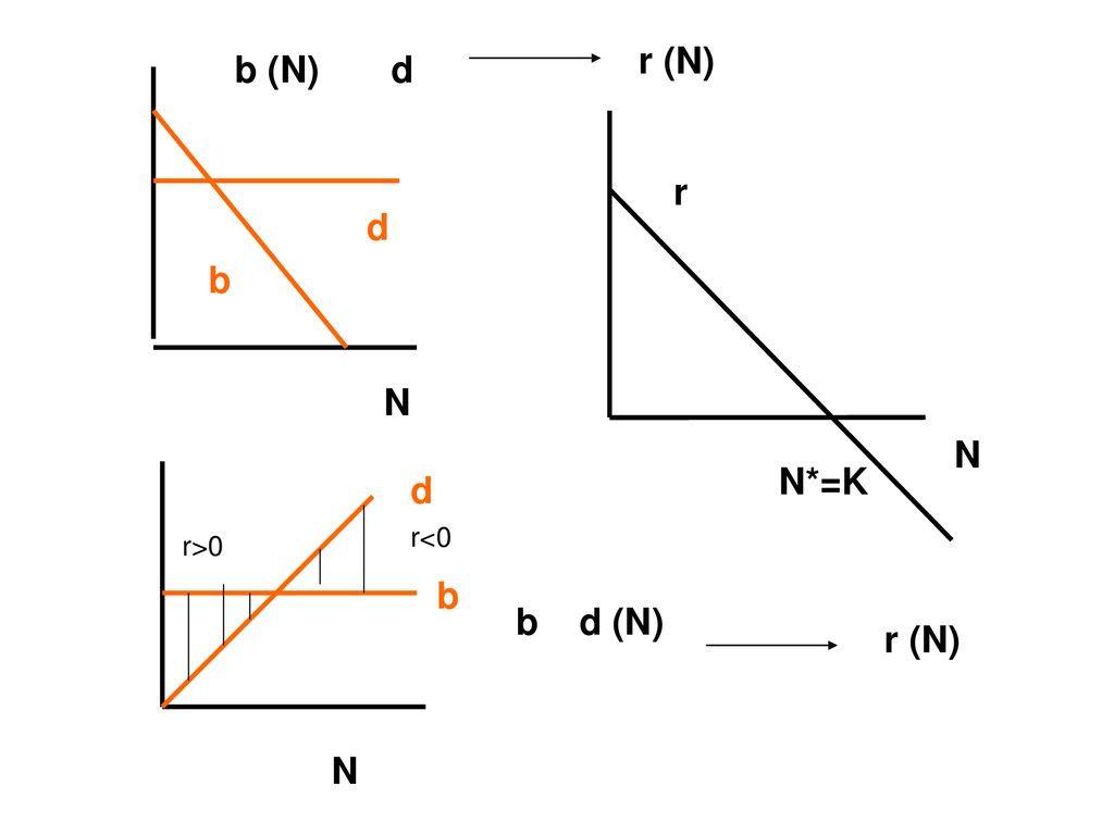 r (N) b (N) d N N*=K r d b N d r<0 r>0 b b d (N) r (N) N