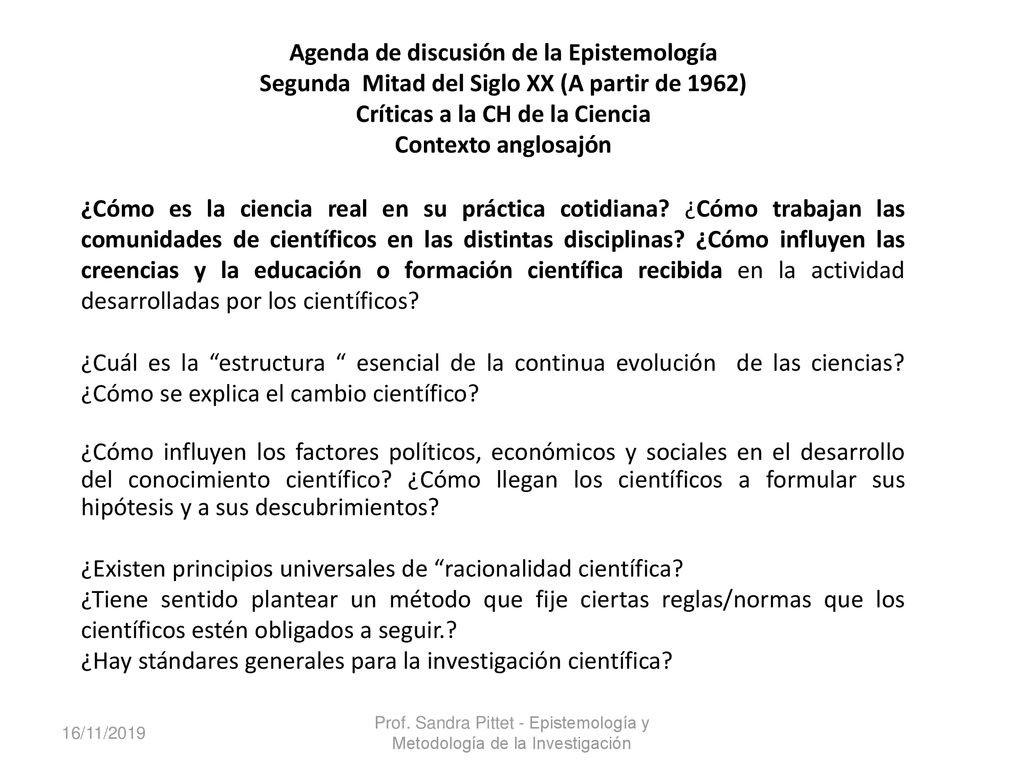 Prof. Sandra Pittet - Epistemología y Metodología de la Investigación